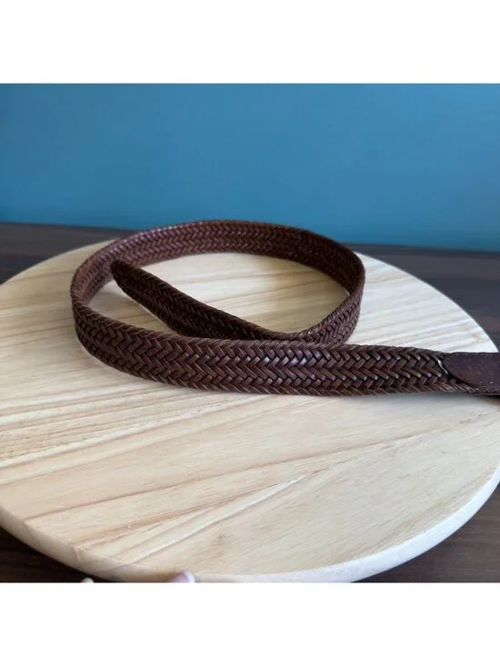 Polo Ralph Lauren Womens Braided Leather Belt With Brass Buckle Size 32 - Picture 11 of 16